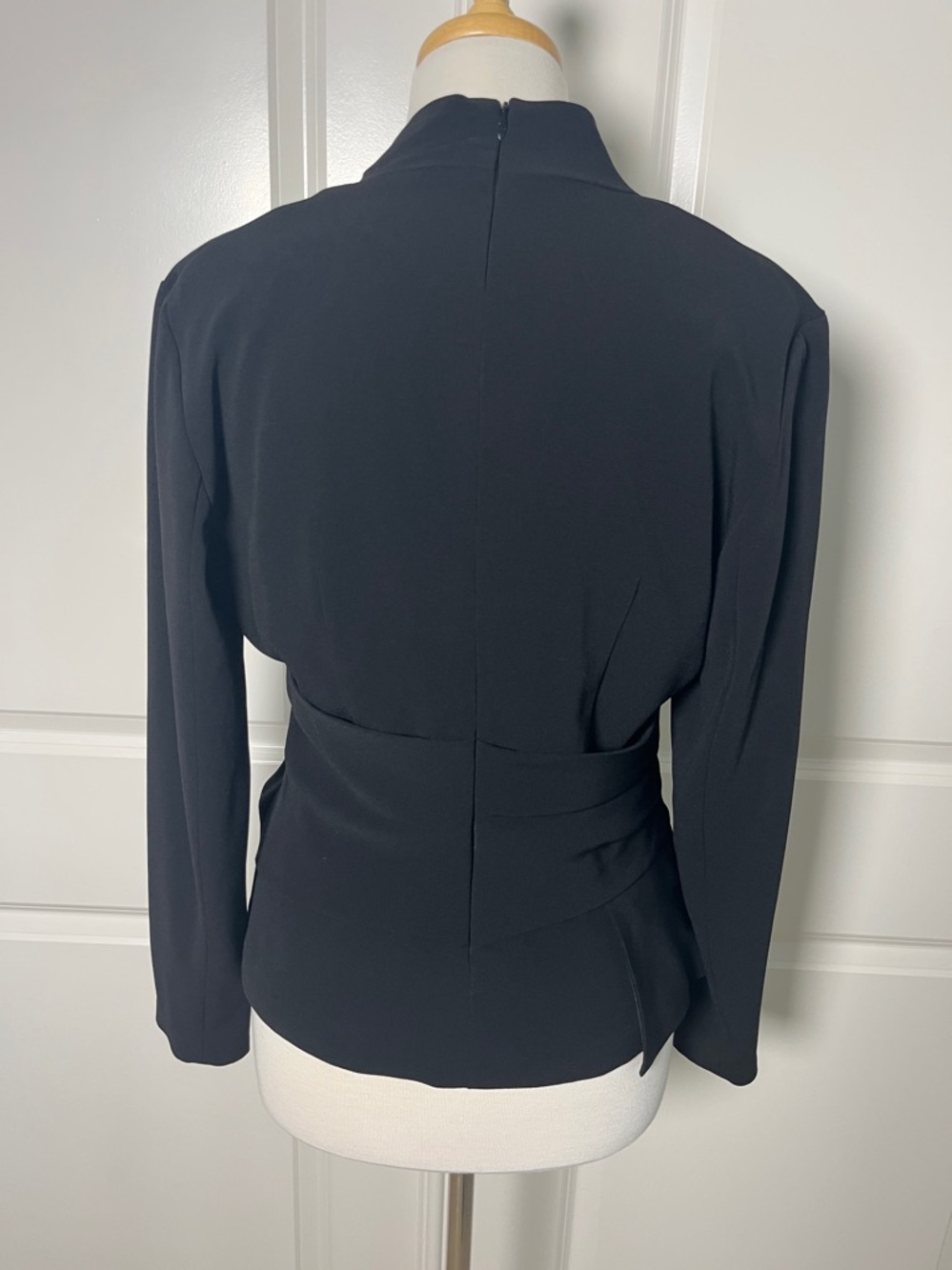 Elegant Black Draped Wrap Blouse - Women's - Picture 4 of 7